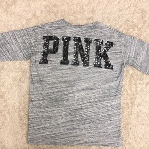 Victoria Secret PINK Marled Sequin Long Sleeve Tee